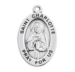 Sterling Silver Oval Shaped St. Charlotte Medal