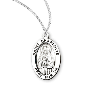 Sterling Silver Oval Shaped Saint Charlotte Medal