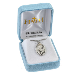Sterling Silver Oval Shaped St. Cecelia Medal