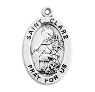 Sterling Silver Oval Shaped St. Clare Medal