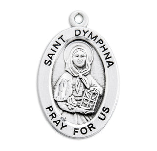 Sterling Silver Oval Shaped St. Dymphna Medal