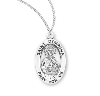 Sterling Silver Oval Shaped Saint Dymphna Medal