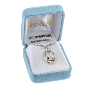 Sterling Silver Oval Shaped St. Dymphna Medal