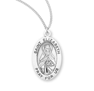 Sterling Silver Oval Shaped Saint Elizabeth Medal