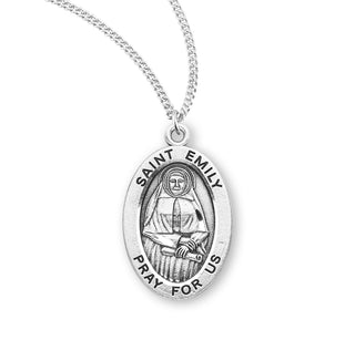 Sterling Silver Oval Shaped Saint Emily Medal