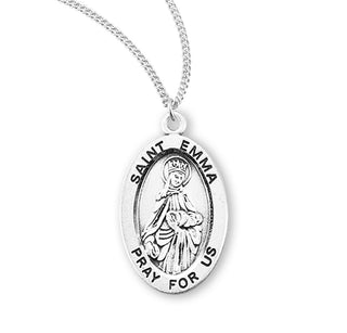 Sterling Silver Oval Shaped Saint Emma Medal