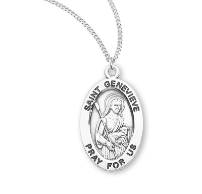 Sterling Silver Oval Shaped St. Genevieve Medal