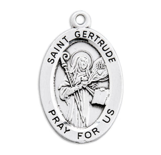 Sterling Silver Oval Shaped St. Gertrude Medal
