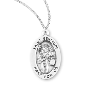 Sterling Silver Oval Shaped Saint Gertrude Medal