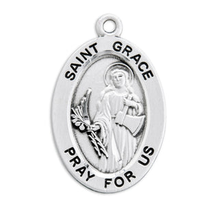 Sterling Silver Oval Shaped St. Grace Medal