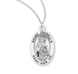 Sterling Silver Oval Shaped Saint Isabella Medal