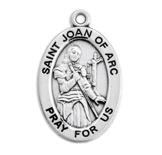 Sterling Silver Oval Shaped St. Joan of Arc Medal