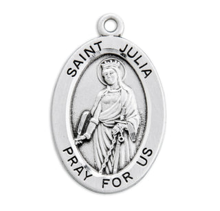 Sterling Silver Oval Shaped St. Julia Medal