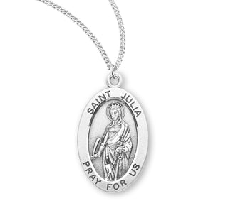 Sterling Silver Oval Shaped Saint Julia Medal