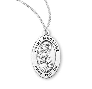 Sterling Silver Oval Shaped Saint Madeline Medal