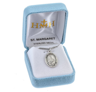 Sterling Silver Oval Shaped St. Margaret Medal