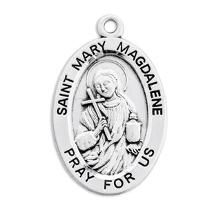 Sterling Silver Oval Shaped St. Mary Magdalene Medal