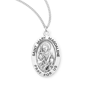 Sterling Silver Oval Shaped Saint Mary Magdalene Medal