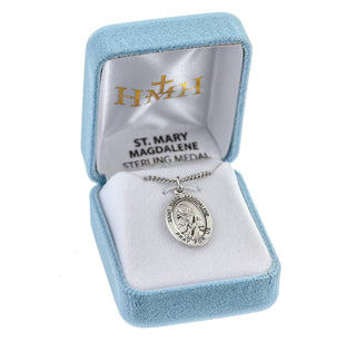 Sterling Silver Oval Shaped St. Mary Magdalene Medal