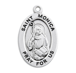 Sterling Silver Oval Shaped St. Monica Medal
