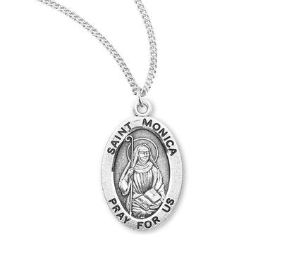 Sterling Silver Oval Shaped St. Monica Medal
