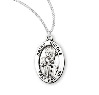 Sterling Silver Oval Shaped Saint Nicole Medal