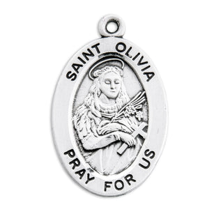 Sterling Silver Oval Shaped St. Olivia Medal