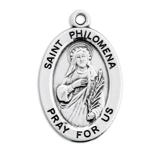 Sterling Silver Oval Shaped St. Philomena Medal