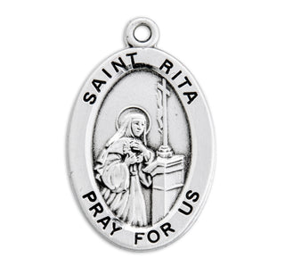 Sterling Silver Oval Shaped St. Rita Medal