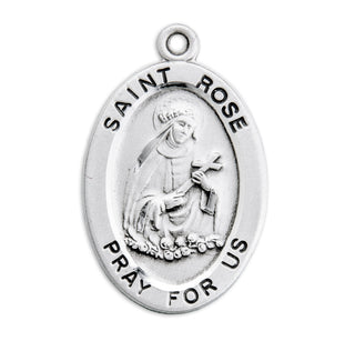 Sterling Silver Oval Shaped St. Rose Medal