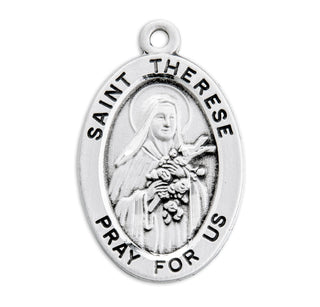 Sterling Silver Oval Shaped St. Therese Medal