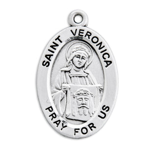 Sterling Silver Oval Shaped St. Veronica Medal
