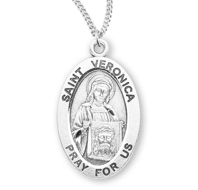 Sterling Silver Oval Shaped St. Veronica Medal