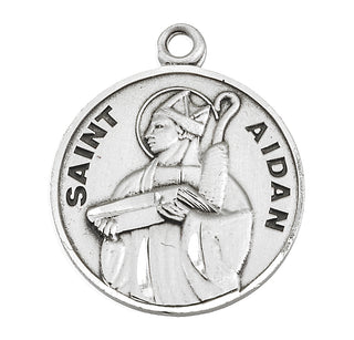 Sterling Silver Round Shaped St. Aidan Medal