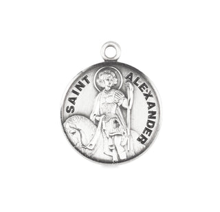 Sterling Silver Round Shaped St. Alexander Medal