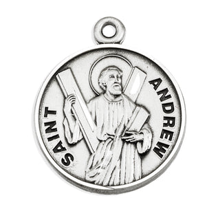 Sterling Silver Round Shaped St. Andrew Medal