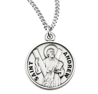 Sterling Silver Round Shaped Saint Andrew Medal