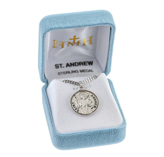 Sterling Silver Round Shaped St. Andrew Medal