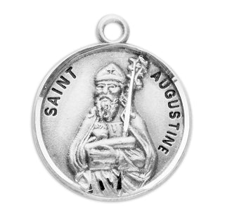 Sterling Silver Round Shaped St. Augustine Medal
