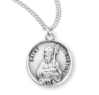Sterling Silver Round Shaped Saint Augustine Medal