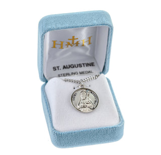 Sterling Silver Round Shaped St. Augustine Medal