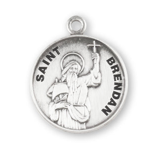 Sterling Silver Round Shaped St. Brendan Medal
