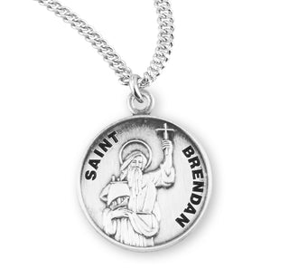 Sterling Silver Round Shaped Saint Brendan Medal