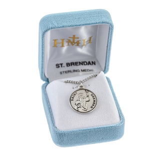 Sterling Silver Round Shaped St. Brendan Medal