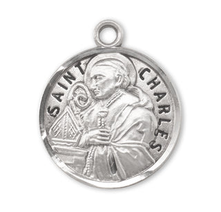 Sterling Silver Round Shaped St. Charles Medal