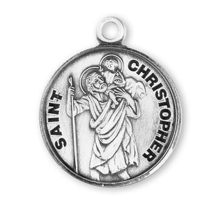 Sterling Silver Round Shaped St. Christopher Medal