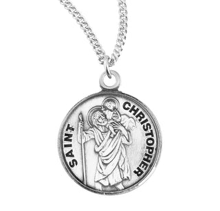 Sterling Silver Round Shaped Saint Christopher Medal