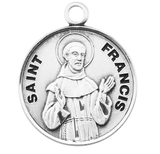 Sterling Silver Round Shaped St. Francis Medal