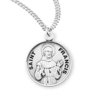Sterling Silver Round Shaped Saint Francis Medal