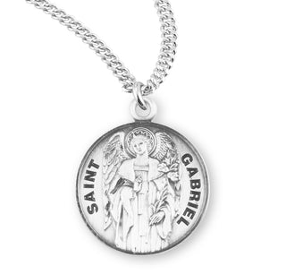 Sterling Silver Round Shaped Saint Gabriel Medal